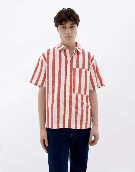 Thinking MU Red Maxi Stripes Kurt Shirt RED M