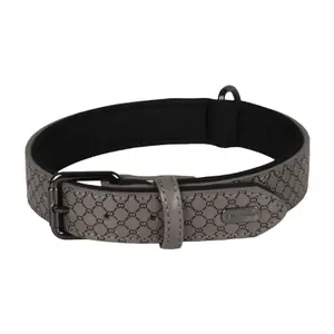 Kožený obojek Flamingo Patti šedá - L | P53215