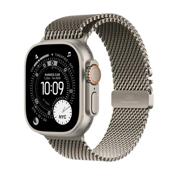 Apple Watch Ultra 3 - 49mm Milanese Loop přírodně titanové S