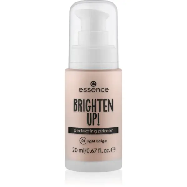 essence BRIGHTEN UP! Perfecting Primer tekutá podkladová báze pod make-up odstín 01 Light Beige 20 ml