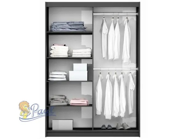 Šatní skříň Bastia Barva korpusu: Grafitová, Rozměry: 150 cm