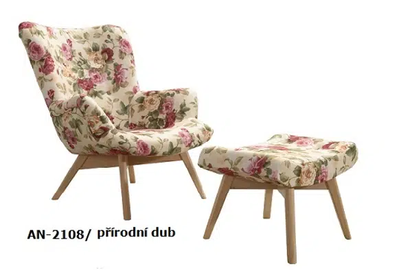 Křeslo PIK 2108 a podnožka Provedení: Křeslo + podnožka, Nožičky: Rustikál, látka: AN 2108