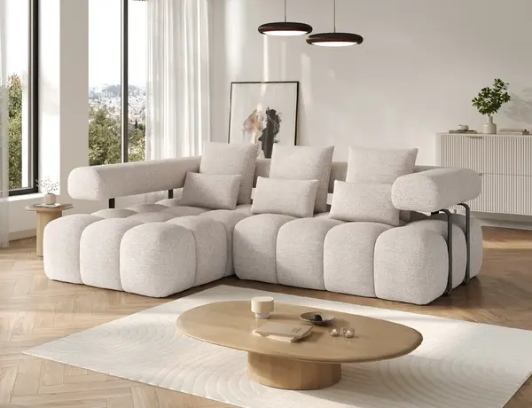 Sedací souprava Levvi Provedení: Levá varianta, látka: Bazalt 18