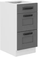 Spodní skříňka Luna 40 D 3S BB - Premium Box Barva korpusu: Bílá, Barva dvířek: Dust Grey