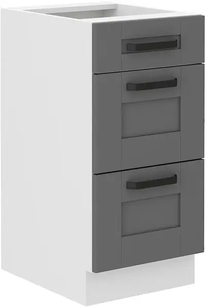 Spodní skříňka Luna 40 D 3S BB - Premium Box Barva korpusu: Bílá, Barva dvířek: Dust Grey