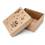 25 ks - Dárková krabice dno + víko s laserovým motivem vloček 225x200x100mm