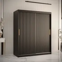 Šatní skříň Abi Riflo Wave 1 Barva korpusu: Černá, Rozměry: 150 cm, Dveře: Černá bez zrcadla