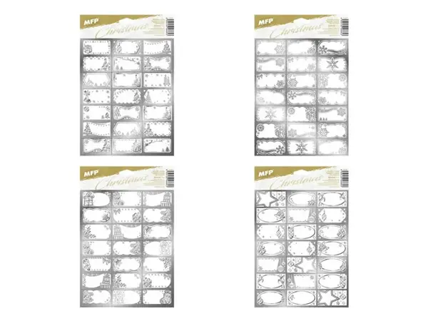 Samolepky na dárky vánoční stříbrné 200x300mm/21ks