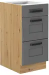 Spodní skříňka Luna 40 D 3S BB - Premium Box Barva korpusu: Dub artisan, Barva dvířek: Dust Grey