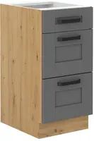 Spodní skříňka Luna 40 D 3S BB - Premium Box Barva korpusu: Dub artisan, Barva dvířek: Dust Grey