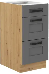Spodní skříňka Luna 40 D 3S BB - Premium Box Barva korpusu: Dub artisan, Barva dvířek: Dust Grey