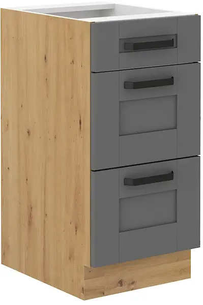 Spodní skříňka Luna 40 D 3S BB - Premium Box Barva korpusu: Dub artisan, Barva dvířek: Dust Grey