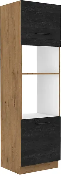 Vysoká skříňka pro vestavnou a mikrovlnou troubu Vigo 60 DPM-210 2F Barva korpusu: Dub Lancelot, Barva dvířek: Dark wood