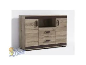 Komoda P15 140 cm Barva korpusu: Dub - canyon, Lišta: Lancelot, Barva dvířek: Lancelot