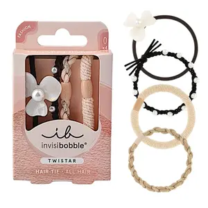 Sada ozdobných gumiček do vlasů Invisibobble Twistar Flower Pearl - 4 ks + dárek zdarma