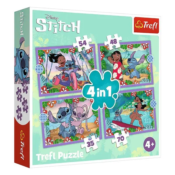 Puzzle 4v1 Bláznivý den Lilo &amp;amp; Stitch