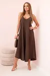 Kesi Włoski Mušelínové šaty na ramínka hnědá