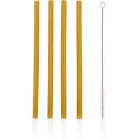 Zopa Silicone Straw silikonové brčko + kartáč 6 m+ Mustard Yellow 4 ks