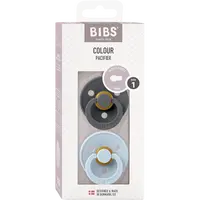 BIBS Colour Dudlíky z přírodního kaučuku - velikost 1, Iron/Baby Blue 2 ks