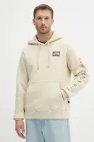 Mikina Alpha Industries pánská, béžová barva, s kapucí, s potiskem, 156340.300