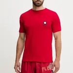 Bavlněné tričko PLEIN SPORT pánské, červená barva, s aplikací, PS25MTS09
