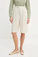 Lněné kraťasy Answear.LAB dámské, béžová barva, high waist