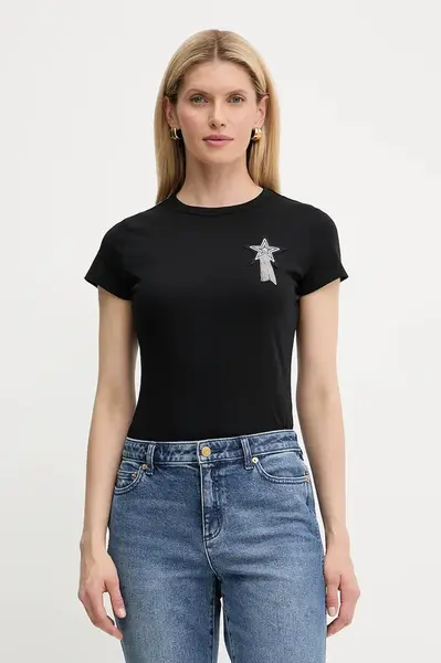 Bavlněné tričko BOSS Orange C_Endora_1 dámské, černá barva, 50545287