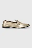Kožené mokasíny Tommy Hilfiger ESSENTIAL GOLDEN LOAFER dámské, zlatá barva, na plochém podpatku, FW0FW07864