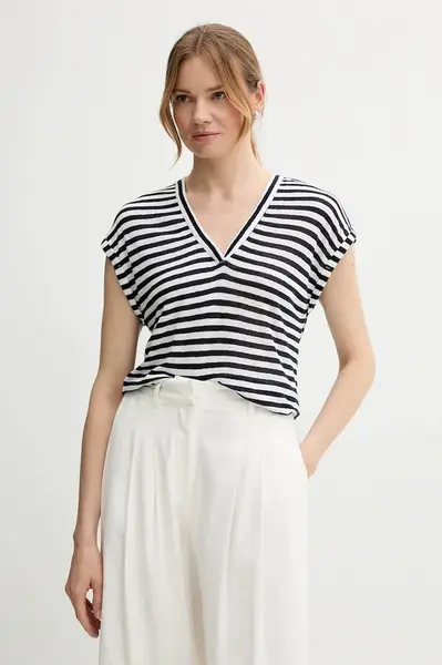 Tričko s příměsí lnu United Colors of Benetton