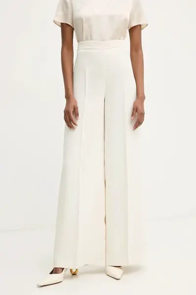 Kalhoty Twinset dámské, béžová barva, jednoduché, high waist, 251TP2102