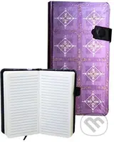 Zápisník s magnetickým klipem 85x160 mm fialový se zlatobílým ornamentem B