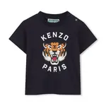 Dětské bavlněné tričko Kenzo Kids tmavomodrá barva, s potiskem, K60971