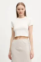 Bavlněné tričko Tommy Jeans béžová barva, DW0DW20329