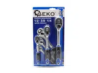 GEKO Ráčna 1/2", 3/8" a 1/4", rychloupínací, sada 3 ks