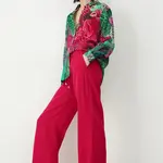Kalhoty Medicine dámské, červená barva, široké, high waist