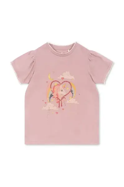 Dětské bavlněné tričko Konges Sløjd FAMO PUFF TEE GOTS růžová barva, KS102603