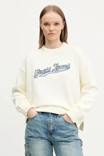 Bavlněný svetr Guess Jeans dámský, béžová barva, W5GR00 Z3HM1