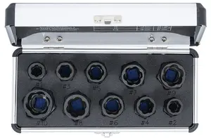 MDtools Hlavice 3/8” na poškozené šrouby, velikosti 9-19 mm, sada 10 ks - BGS 20210