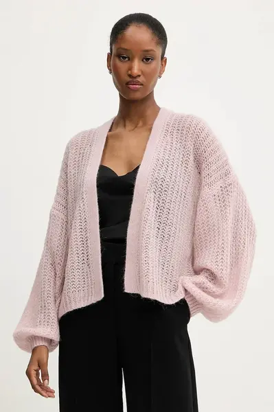 Kardigan s příměsí vlny BOSS Orange dámský, růžová barva, 50545878