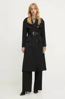 Trenčkot s vlněnou směsí Marciano Guess NINA dámský, černá barva, dvouřadový, 5YGL03 7340A