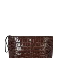 Kožené psaníčko Lauren Ralph Lauren hnědá barva, 432969466