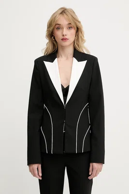 Blazer s příměsí vlny Karl Lagerfeld černá barva, A3W14039