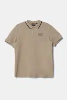Dětské polo tričko EA7 Emporio Armani béžová barva, s potiskem, 7B000023 AF12901