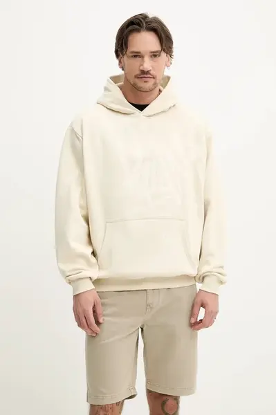 Mikina Karl Kani pánská, béžová barva, s kapucí, s potiskem, 60210337