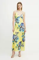 Šaty Bardot žlutá barva, maxi, 58466DB3