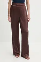 Kalhoty Sisley dámské, hnědá barva, široké, high waist, 4KANLF06M