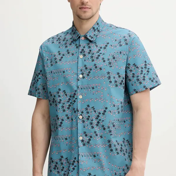 Bavlněná košile PS Paul Smith pánská, tyrkysová barva, regular, M2R.695U.P22315