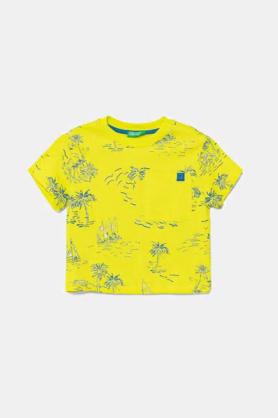 Dětské bavlněné tričko United Colors of Benetton zelená barva, 3PDQG10JN