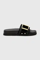 Pantofle AllSaints Ellie Raffia Slider dámské, černá barva, W094FC