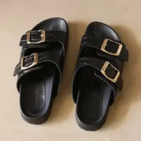 Kožené pantofle Manebi Traveler Nordic Sandals dámské, černá barva, M 2.2 RT